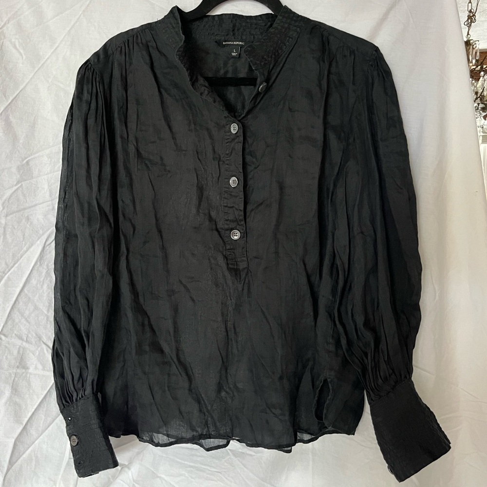 Banana Republic Black Textured Blouse